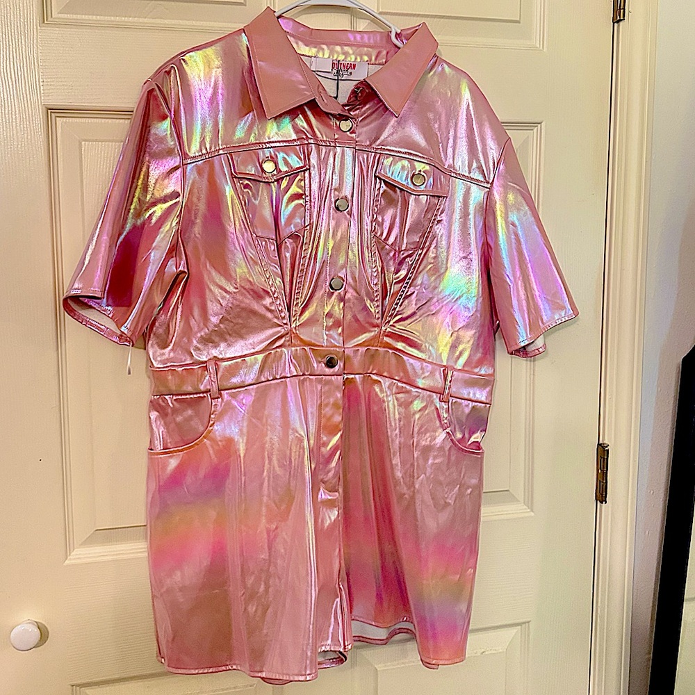 Southern Fried Chics Pink Metallic Romper
